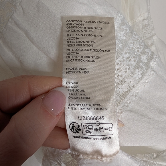 Anthropologie Lace Ruffle Peplum Blouse White Sheer Boho Size S - Picture 4 of 8